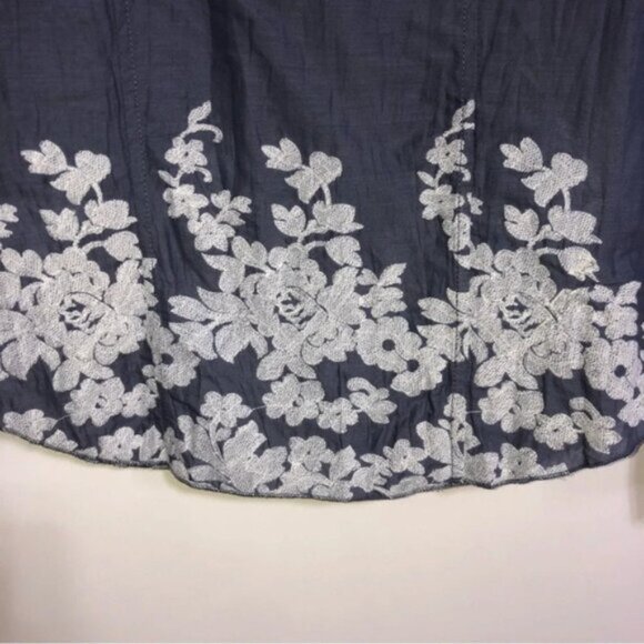 Curvo Blouse Shirt Top XS Blue Embroidered Long Sleeve Collar Breathable - Picture 9 of 12